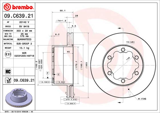 Remschijven Brembo 09.C639.21