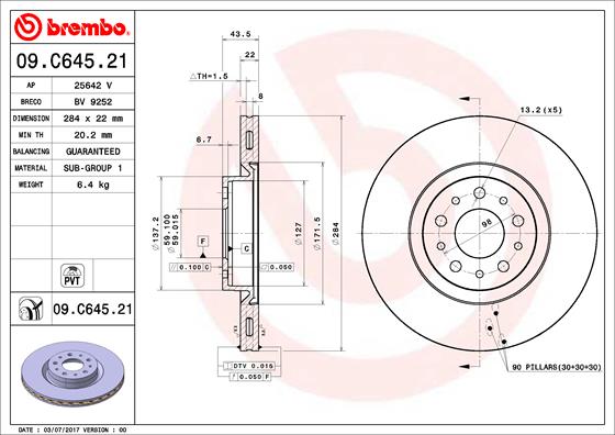 Remschijven Brembo 09.C645.21