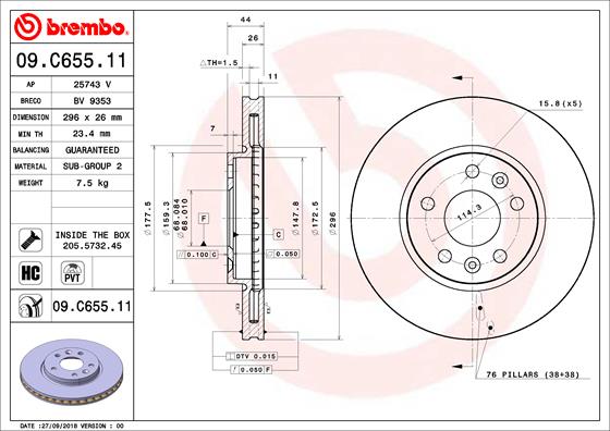 Remschijven Brembo 09.C655.11