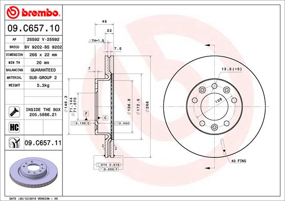 Remschijven Brembo 09.C657.11