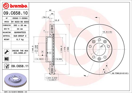 Remschijven Brembo 09.C658.11