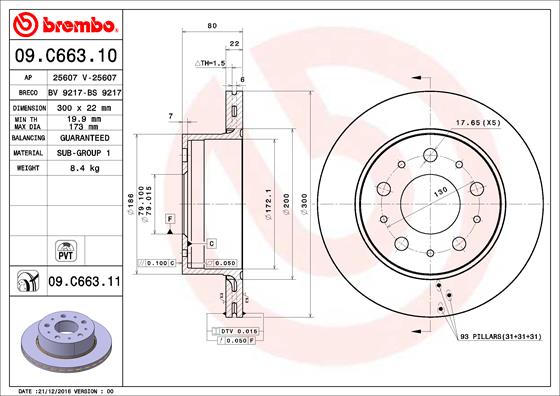 Remschijven Brembo 09.C663.11