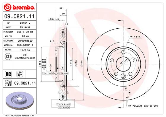 Remschijven Brembo 09.C821.11