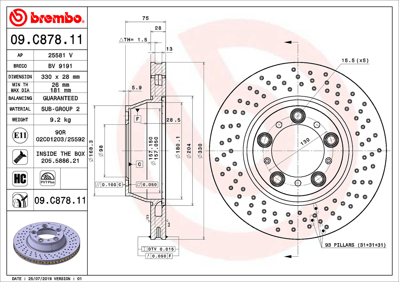 Remschijven Brembo 09.C878.11