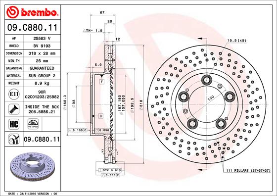 Remschijven Brembo 09.C880.11