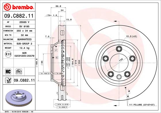 Remschijven Brembo 09.C882.11