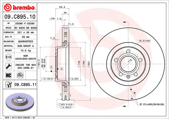 Remschijven Brembo 09.C895.11