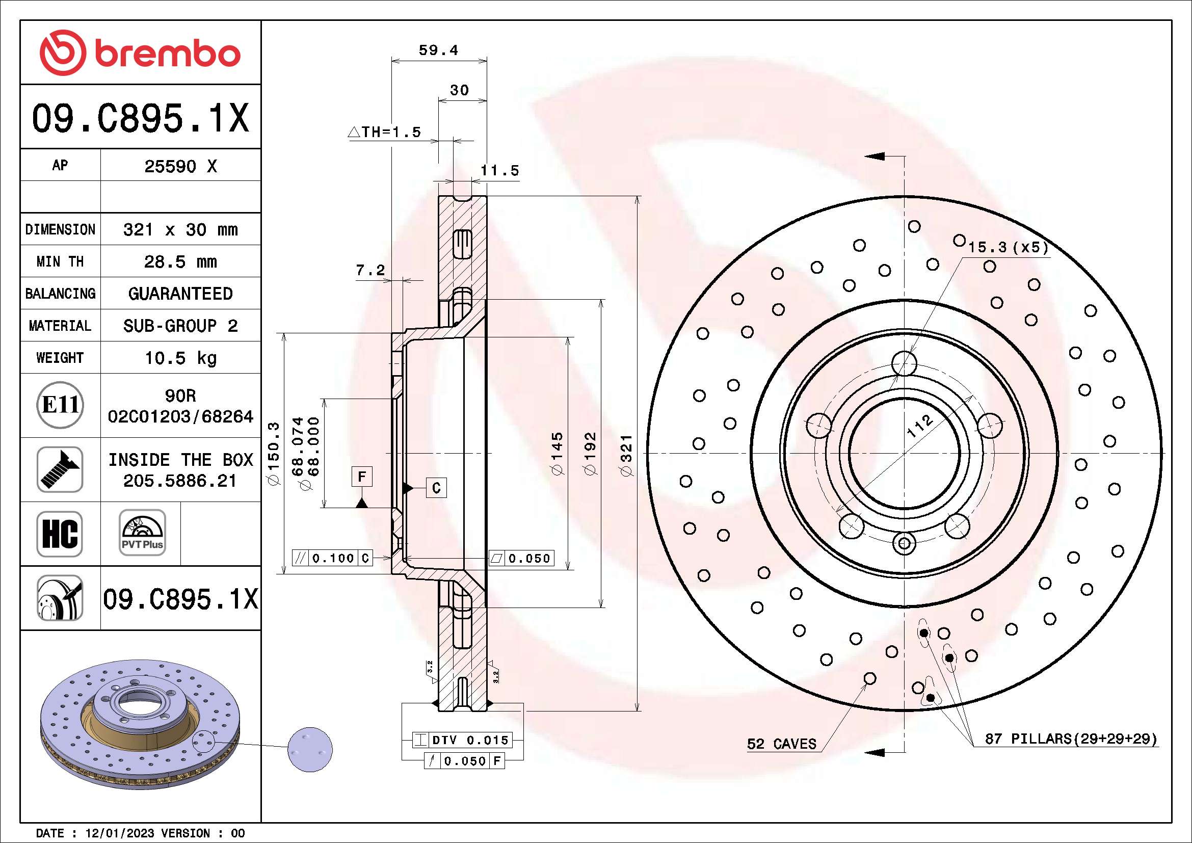 Remschijven Brembo 09.C895.1X