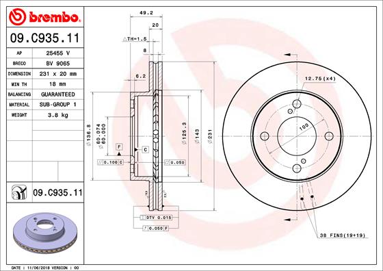 Remschijven Brembo 09.C935.11