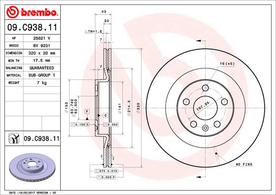 Remschijven Brembo 09.C938.11