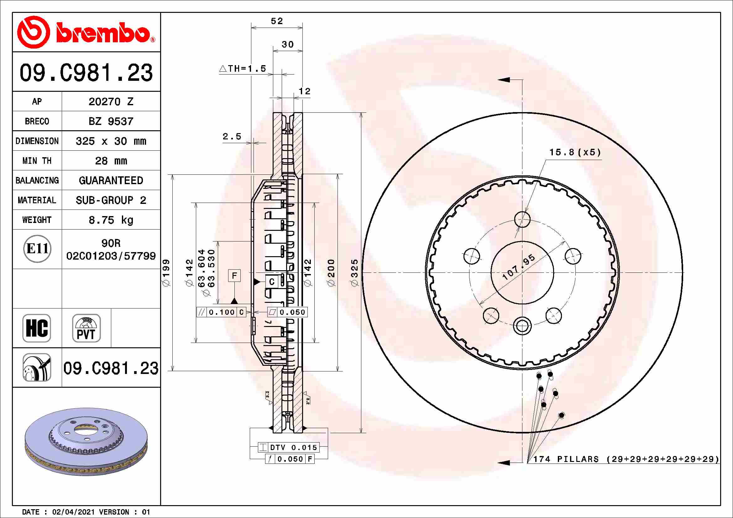 Remschijven Brembo 09.C981.23