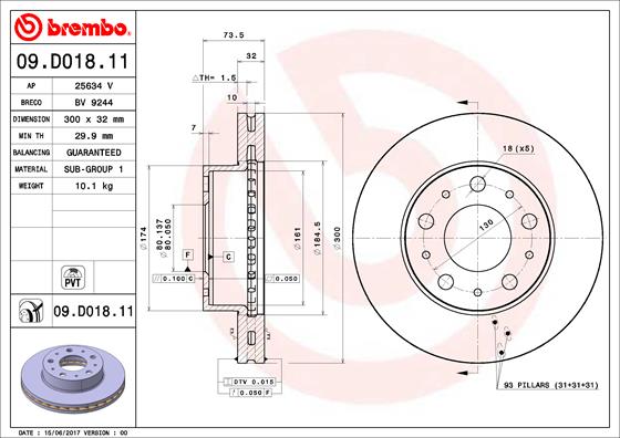 Remschijven Brembo 09.D018.11