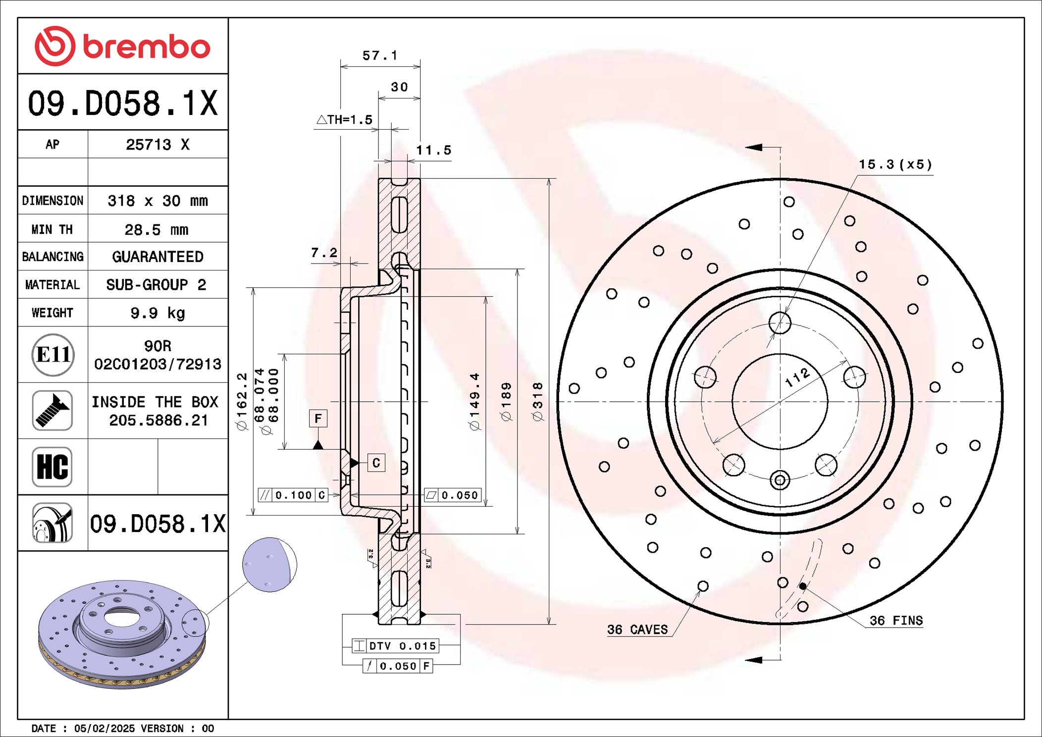 Remschijf Brembo 09.D058.1X