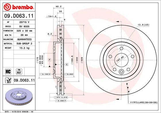 Remschijven Brembo 09.D063.11