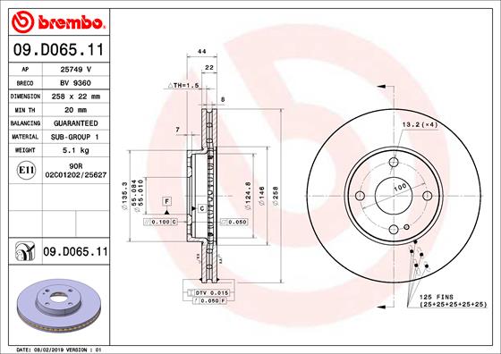 Remschijven Brembo 09.D065.11