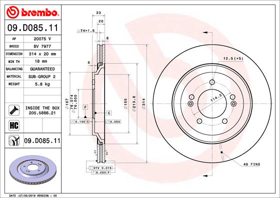 Remschijven Brembo 09.D085.11