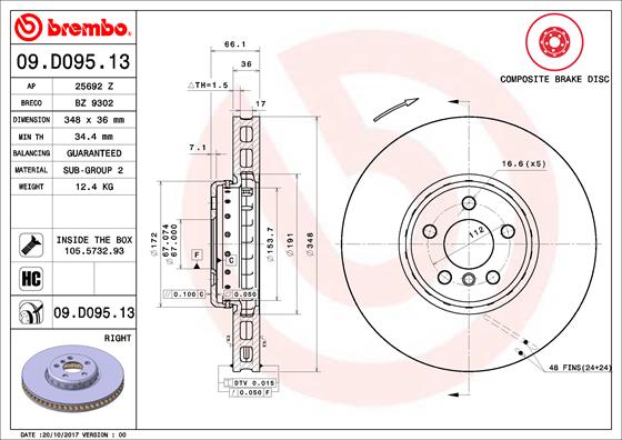 Remschijven Brembo 09.D095.13