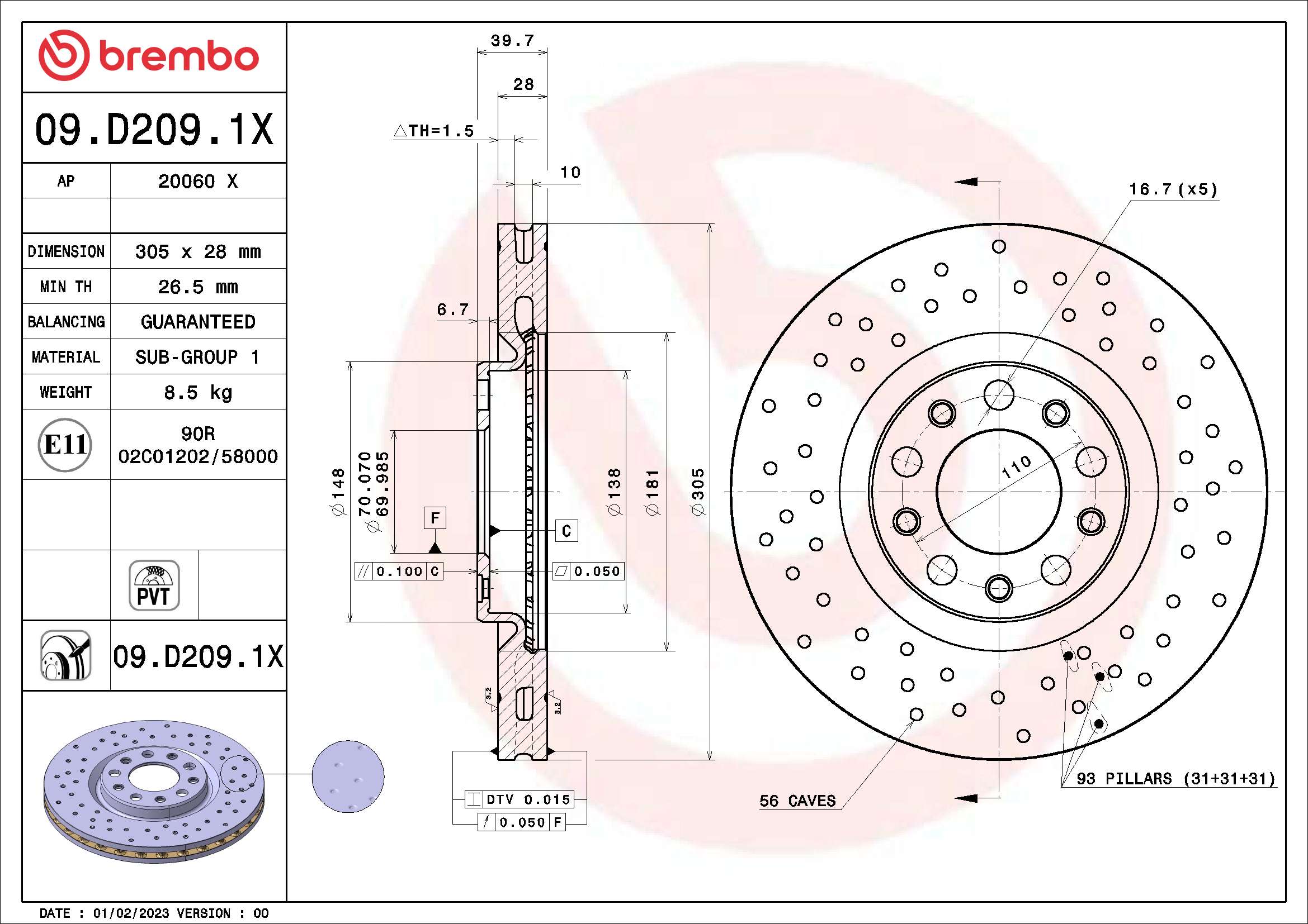 Remschijven Brembo 09.D209.1X