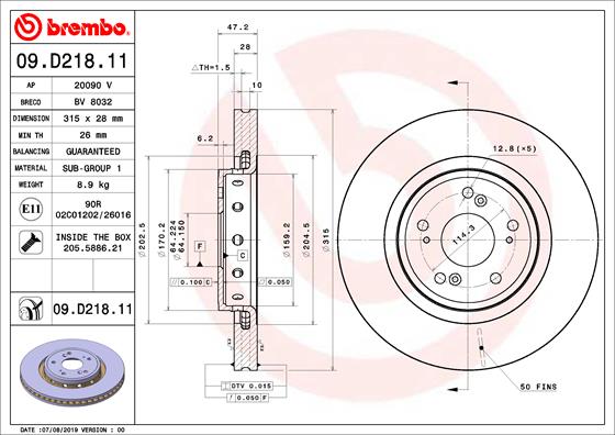 Remschijven Brembo 09.D218.11