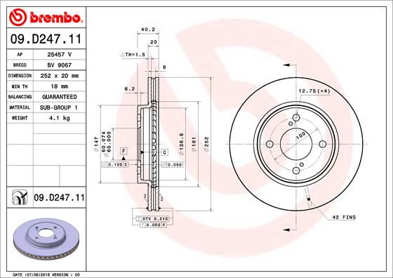 Remschijven Brembo 09.D247.11