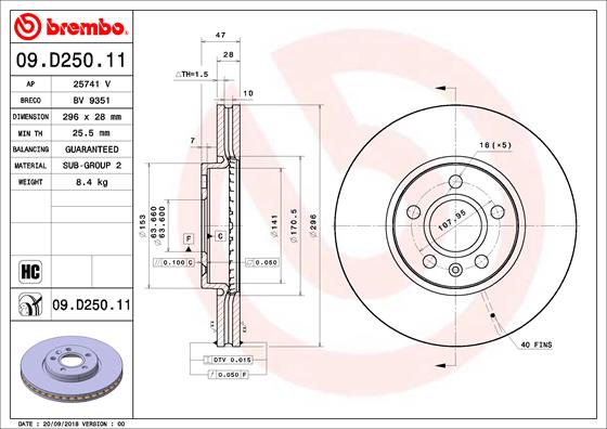 Remschijven Brembo 09.D250.11