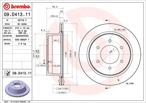 Remschijven Brembo 09.D413.11