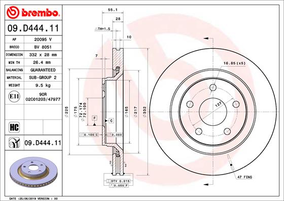 Remschijven Brembo 09.D444.11