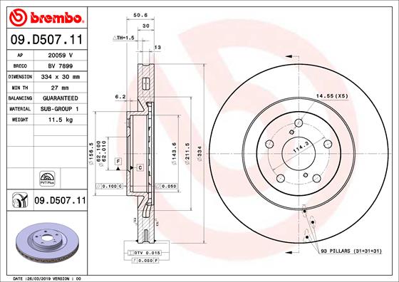 Remschijven Brembo 09.D507.11