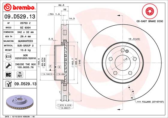 Remschijven Brembo 09.D529.13