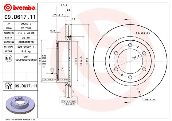 Remschijven Brembo 09.D617.11