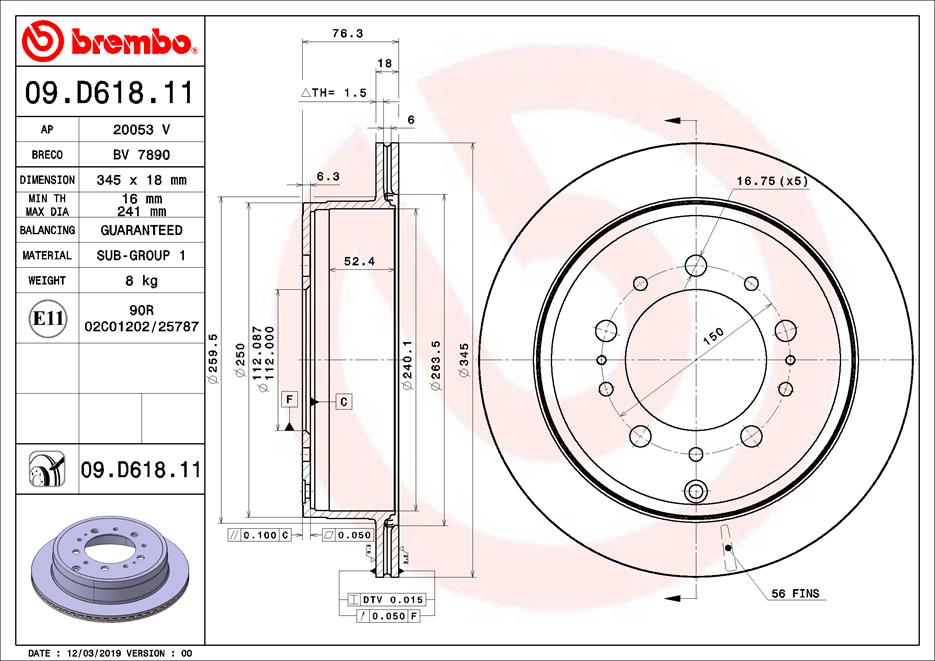 Remschijven Brembo 09.D618.11