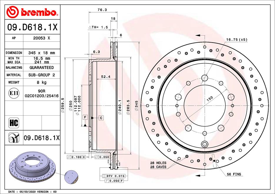 Remschijven Brembo 09.D618.1X