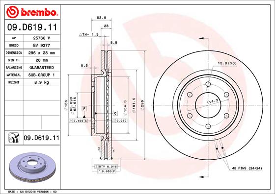 Remschijven Brembo 09.D619.11