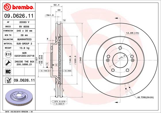 Remschijven Brembo 09.D626.11
