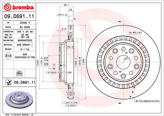 Remschijven Brembo 09.D691.11