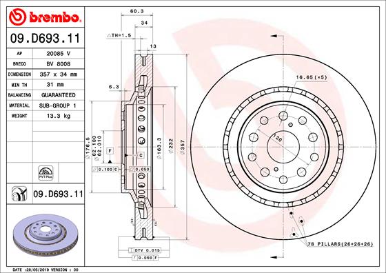 Remschijven Brembo 09.D693.11