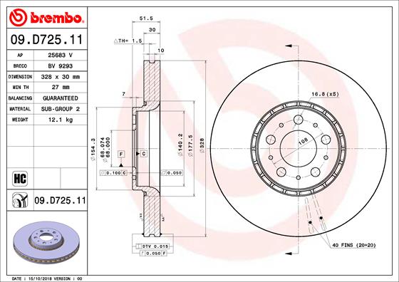 Remschijven Brembo 09.D725.11