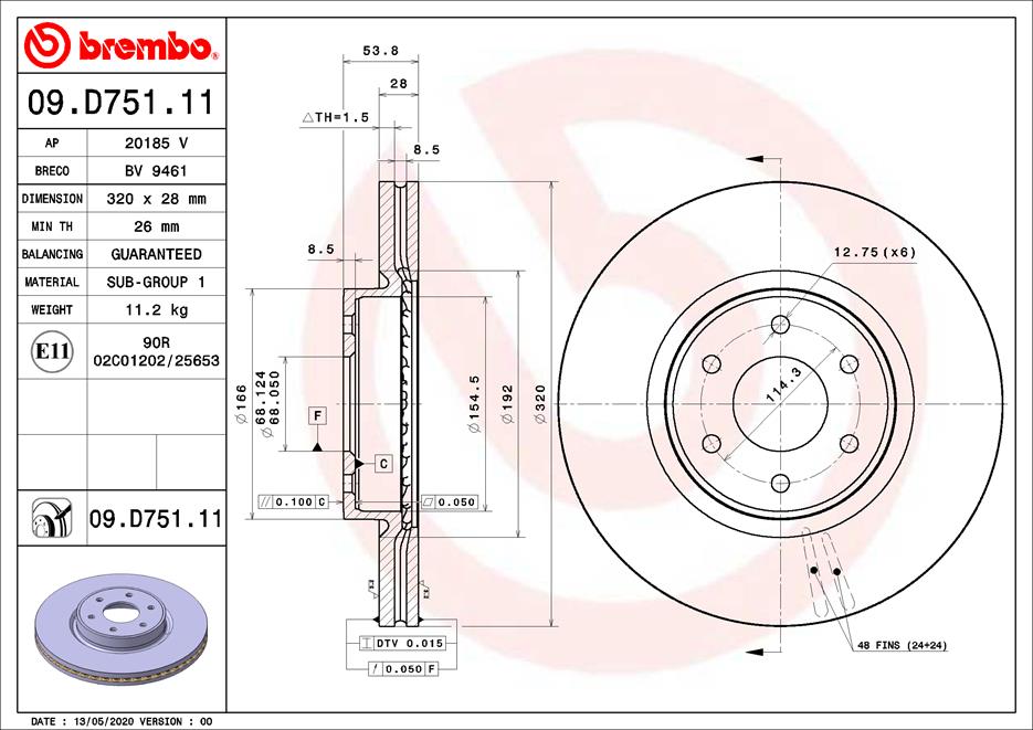 Remschijven Brembo 09.D751.11