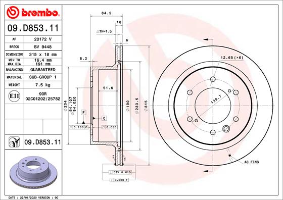 Remschijven Brembo 09.D853.11