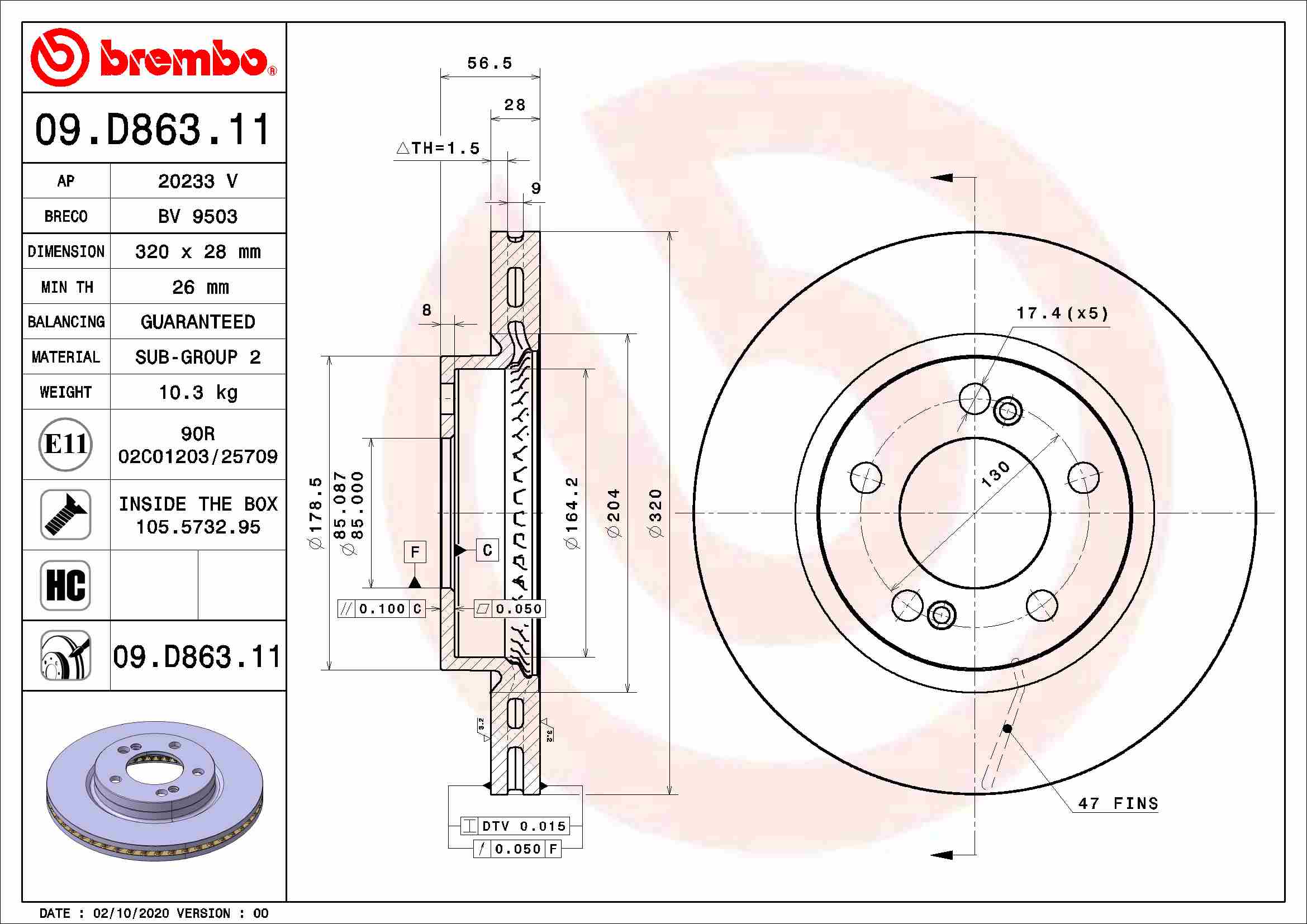 Remschijven Brembo 09.D863.11