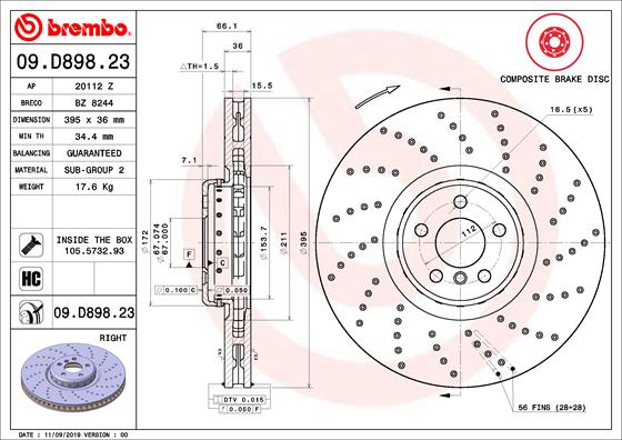 Remschijven Brembo 09.D898.23