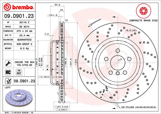 Remschijven Brembo 09.D901.23