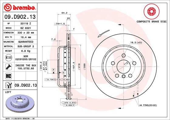 Remschijven Brembo 09.D902.13