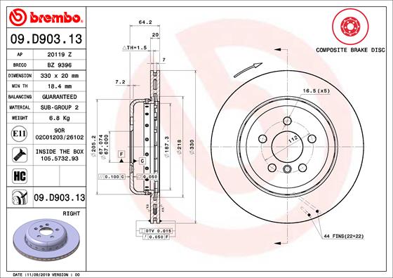 Remschijven Brembo 09.D903.13