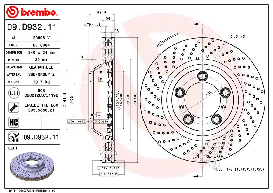 Remschijven Brembo 09.D932.11