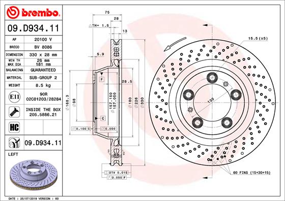 Remschijven Brembo 09.D934.11