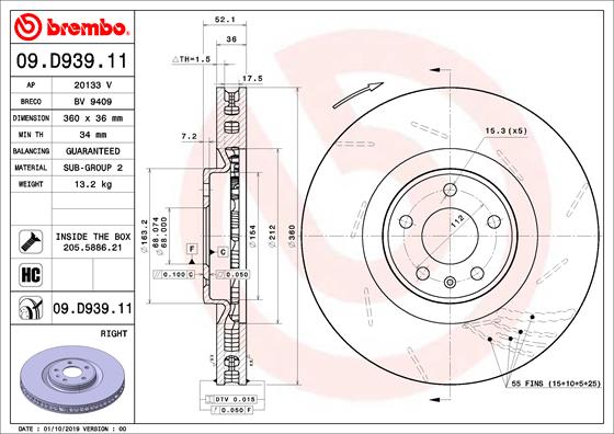 Remschijven Brembo 09.D939.11