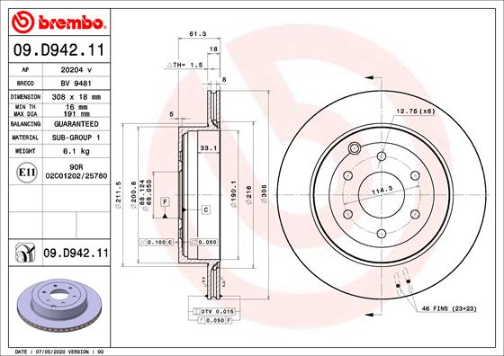 Remschijven Brembo 09.D942.11