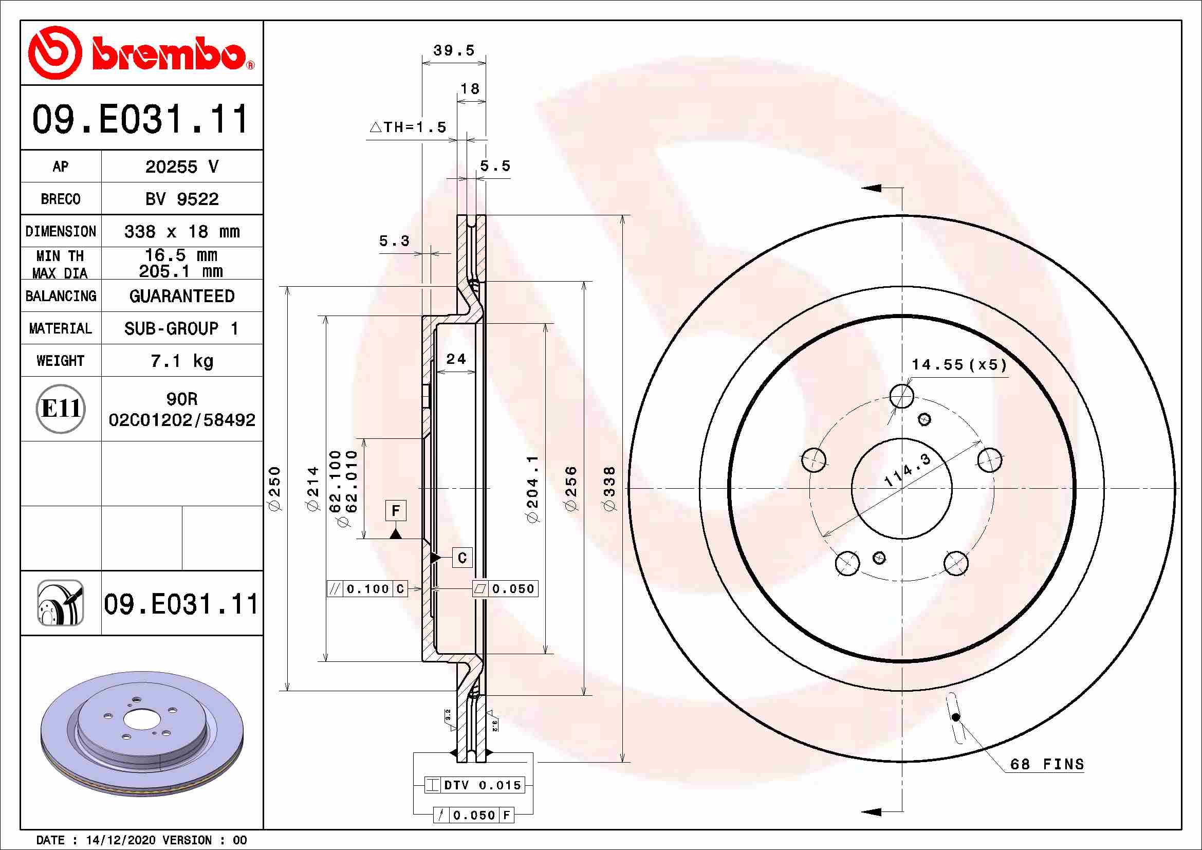 Remschijven Brembo 09.E031.11