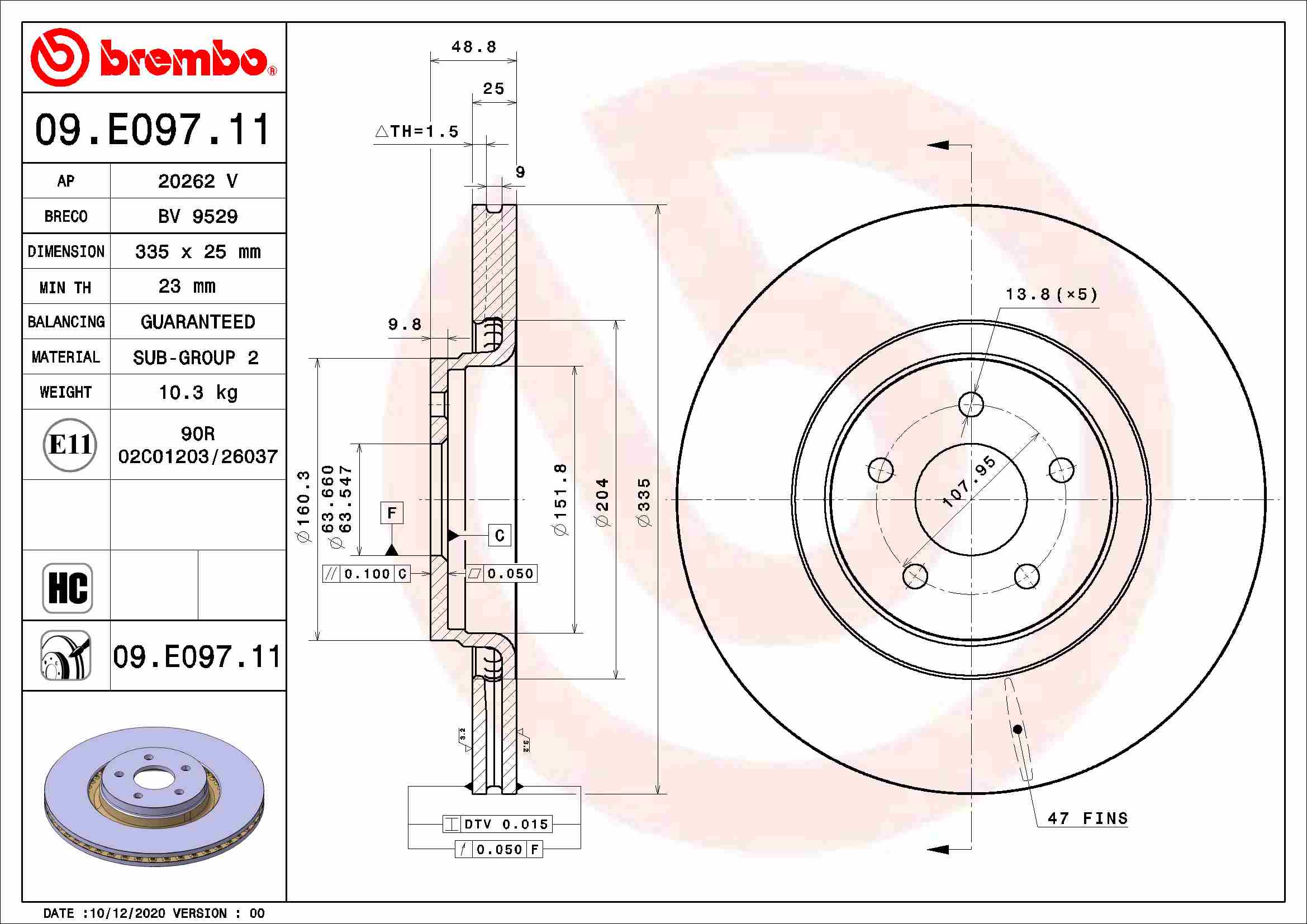 Remschijven Brembo 09.E097.11